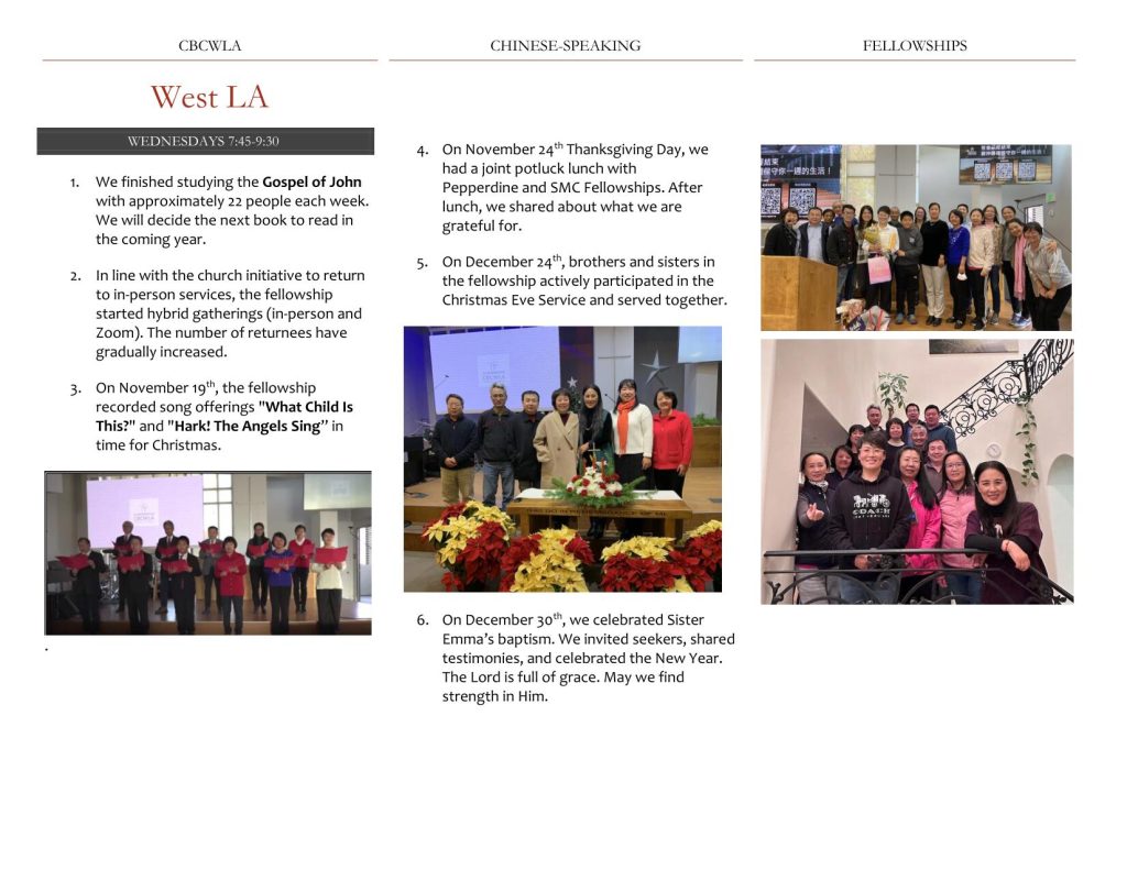 2022 Q4 Fellowship Update: West LA Family